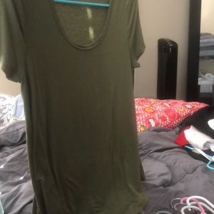 Army Green Scoop Neck Loose Tee